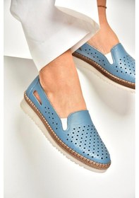 Resim Fox Shoes P555501103 Mavi Hakiki Deri Kadın Ayakkabı Mavi-hakiki Deri Mavi 