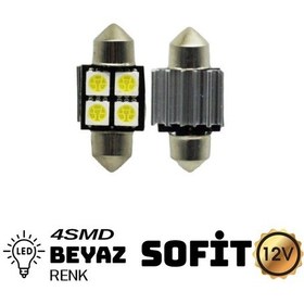 Resim Carub Ampul Sofit 12v 4 Smd 15w Metal 31mm Plaka Oto İç Aydınlatma Lambası Beyaz 2li Set Br0402213 