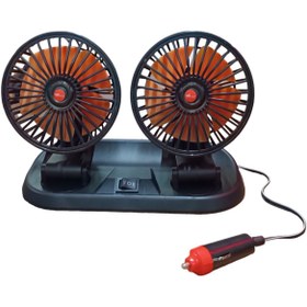 Resim POLATLI OTO AKSESUAR 2 Kademeli Çift Başlı 360 ° Dönebilen Araç Fanı 12V Oto Fan Soğutucu Vantilatör 