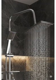 Resim 0590-12 Robot Duş Takımı El Ve Tepe Başlıklı Duş Seti Siyah Beyaz Krom Gold Renkler Krom 