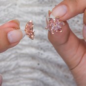 Resim NEREZE 925 Ayar Gümüş Pembe Taşlı Lotus Çiçeği Küpe 