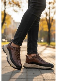 Resim Guja Kahve Hakiki Deri Bağcıklı Erkek Sneaker Çok Renkli 