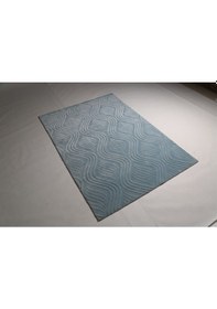 Resim Çam Halı Emboss Jr10 Turkuaz Modern Desen Yeni Zellanda Yünü Ve Viskon El Dokuması Halı - 160x230 Turkuaz 