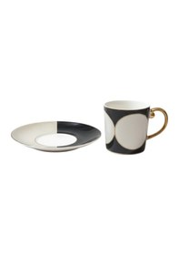 Resim 6 Kişilik Altın Yaldızlı Geometrik Türk Kahvesi Fincanı - 90 Ml Diğer 