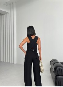 Resim Moderie Butik Keten Sirti Çapraz Geçi Şli Cepken Pantolon Takim Siyah 
