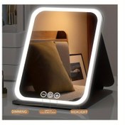 Resim LED Makyaj Aynası, Taşınabilir Ayakta Katlanabilir Makyaj Aynası, 3 Renk Aydınlatma, Ayarlanabilir Dokunmatik Ekran, Kompakt Kozmetik Makyaj Aynası 