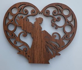Resim 2 Adet 9x7 cm Kalp ve Melek Ahşap Sevgililer Günü Magnet 