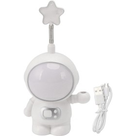 Resim Astronot Gece Lambası 3w 5v Led Lamba Usb Şarjlı Kalemtıraş Ev Dekorasyonu Beyaz Beyaz 