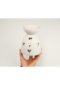 Resim Buhurdanlık Kalp | Seramik Bisküvi Boyanabilir Obje (Ham Ürün) 