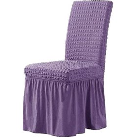 Resim StarMall Brürümcük Etekli Sandalye Kılıfı, Lastikli,esnekli Sandalye Örtüsü 1 Adet Lila 