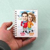 Resim Kayak Yapan Çiftler Karikatürlü Defter 