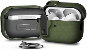 Resim Minesk Airpods Pro 2 ile Uyumlu Fabric Serisi Özel Kilitli Tasarım ve Kumaş Yüzeyli Kılıf Darbelere Karşı Koruyucu Kapak (Yeşil, Airpods Pro 2) 