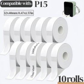 Resim 10 Rulo Beyaz Boşluk Baskılı Etiketler, Toplam 1600 Etiket, Ofis Organizasyonu ve Ev Depolama Tanımlama için Kendinden Yapışkanlı Su Geçirmez Etiketler, D30, P12, P15, 12mm x 40mm (0.47 x 1.57in) ile Uyumlu, Etiket Yazıcı Kağıdı, Termal Yazıcı Etiketi, Düz Beyaz Etiket Etiketi, Mini Yazıcı X için Rulo, Etiket Yazıcı Cm için Rulo, M Etiket, Etiket Yazıcı 