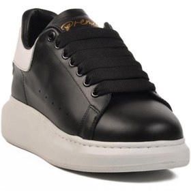 Resim AYAKMOD Premium 02028 M Beyaz-Siyah-Beyaz Hakiki Deri Erkek Sneaker 