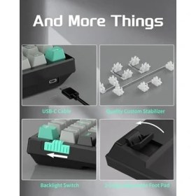 Resim Magegee SKY98 Mekanik Oyuncu Klavyesi,%96 Gasket Hot Swappable Kablolu Custom Creamy Klavye, 5 Katmanlı Ses Yalıtımı, Rgb Aydınlatmalı, Nkro - Windows/mac (Dark Elf, Blue Whale Switch) 