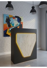 Resim Resital Ledli Karşılama Bankosu G-90 Cm Ofis Kasa Resepsiyon Masası Banko-001-4-8 