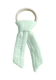 Resim Pamuk Muslin Bebek Diş Kaşıyıcı Yıkanabilir Ahşap Mint Mint Yeşili 