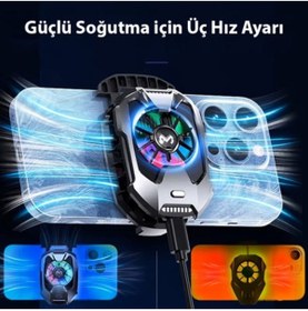 Resim LENSUN DLA 8 Cep Telefon Soğutma Fanı Radyatör Soğutucu Rgb Led Işıklı 