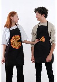 Resim Beautiful İkili Paket Sıvı Geçirmez Su Geçirmez Mutfak Önlüğü Pizza Siyah 