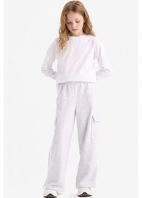Resim DeFacto Kız Çocuk Wide Leg Beli Lastikli Geniş Bol Paça Eşofman Altı D9251A825SPGR421 Gri 