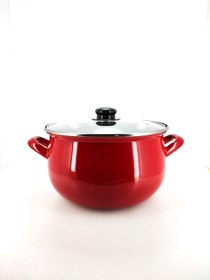 Resim Qussine Emaye Yoğurt Tenceresi Bombeli Tencere 22cm 5 Litre Kırmz 
