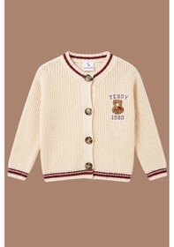 Resim Kız Çocuk Teddy İşlemeli Hırka Noblekids Çok Renkli 