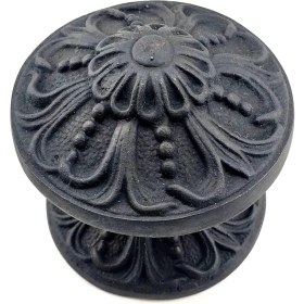Resim AyrStore Buğz Antika Tarz Dekoratif Pirinç Çiçekli Kapı Tokmağı - 80 mm Çap, Oksit 