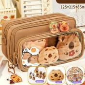 Resim 40 adet Sticker+1 adet Bebek+1 adet Anahtarlık+1 adet Kalem Kutusu) 43 adet Set Sevimli Kapibara Kanvas Kalem Kutusu Seti, Fermuar Kapatma - Okul Malzemeleri ve Okula Dönüş için İdeal, 10 Katmanlı Çıkarılabilir Bölümler, Kapibara Kalem/saç tokası Kutusu, Plastik Kalem Kutusu, Okul Kutusu 