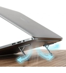 Resim Nacario Cep Telefonu ve Dizüstü Bilgisayar Standı | Katlanabilir Ince Metal Braket | Taşınabilir, Ergonomik Laptop ve Telefon Standı | Masaüstü Çok Amaçlı Destek 1 Adet Ayak 