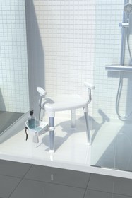 Resim Prima Nova Cappadocia Paslanmaz Alüminyum Kol Destekli Yaşlı Engelli Banyo Sandalyesi (130 KG Kapasite) 