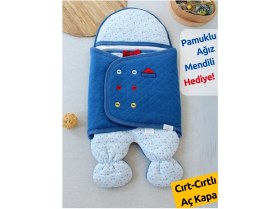 Resim Tomuycuk Double Face Erkek Bebek Ayaklı Kundak Mavi 