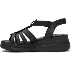 Resim Venüs 2409912y Kadın Hakiki Deri Dolgu Topuk Sandalet Siyah Siyah 