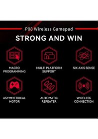 Resim Kablosuz Wireless Ps4 Android Apple Uyumlu iOS Switch Pc Six-axis Oyun Kolu Joystick Siyah-kırmızı 