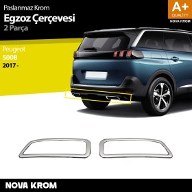 Resim Nova Krom Peugeot 5008 Krom Egzoz Çıkışı 2 Prç. 2017-2023 