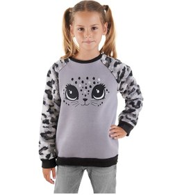 Resim Denokids Leopar Peluş Kız Çocuk Sweatshirt Çok Renkli 