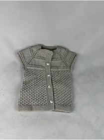 Resim RELYA Bebek Unisex Taş Rengi Makine Yünü Tülermez Düğmeli Yelek 6 12 Aylık En 26 CM Boy 31 CM 