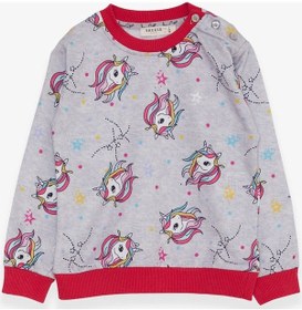 Resim Breeze Kız Çocuk Sweatshirt Unicorn Desenli 1.5-5 Yaş, Açık Gri M ((558009520) Çok Renkli 