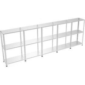 Resim Raf Burada 3 Katlı 5'li Galvaniz Çelik Raf - Depo, Arşiv, Kiler, Dosya, Market Rafı-31x93x100 cm- 1.00 mm 