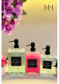 Resim Makri Home 350 Ml+500 Ml+750 Ml Üçlü Modern Ve Şık Tasarım Cam Sıvı Sabunluk Seti Beyaz 