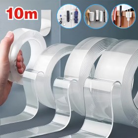 Resim 10.0 metre 'Canavar' Süper Güçlü Çift Taraflı Yapışkan Bant - Su Geçirmez, Ağır Hizmet Tipi, Ev İyileştirme ve Duvar Montajı için, Şeffaf, Yüksek Sıcaklık Dayanıklı, Dayanıklı Aparatlar için, Ev İyileştirme Bantı | Şeffaf Yapıştırıcı | Dayanıklı Bant, Montaj Yapışkan Bantı 
