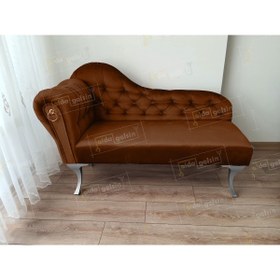 Resim aldagelsin Dekoratif Bihter Koltuk Josefin Puf 110 cm Gümüş Ayak 