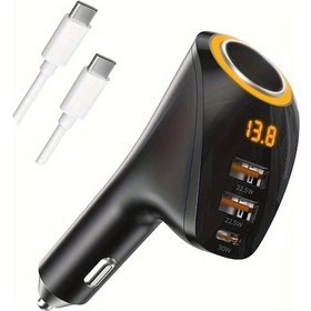 Resim Wangxi Tiensun 175w Max Araç Şarj Cihazı Tip C Çift Usb Portlu Cden Cye Kablolu 1 Adet Siyah 