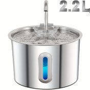 Resim PETSAMUSE 2.2L/74oz Paslanmaz Çelik Otomatik Kedi Su Çeşmesi, Sessiz Çalışma, USB Güçlü Pet Besleme Dağıtıcısı, Su Seviyesi Göstergesi ve Mavi LED, Dayanıklı Metal Yapı, Otomatik Kedi Su Dağıtıcısı, Kedi Su Çeşmesi Otomatik, Şık Metalik Kaplama, Sağlam Yapı, Pilsiz 
