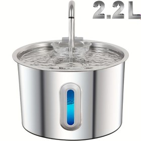 Resim PETSAMUSE 2.2L/74oz Paslanmaz Çelik Otomatik Kedi Su Çeşmesi, Sessiz Çalışma, USB Güçlü Pet Besleme Dağıtıcısı, Su Seviyesi Göstergesi ve Mavi LED, Dayanıklı Metal Yapı, Otomatik Kedi Su Dağıtıcısı, Kedi Su Çeşmesi Otomatik, Şık Metalik Kaplama, Sağlam Yapı, Pilsiz 