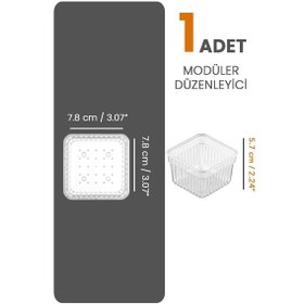 Resim Modüler Çekmece İçi Düzenleyici - Banyo Makyaj Takı Organizer Ofis Düzenleyici 7,8 X 7,8 Cm Şeffaf 