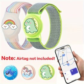 Resim 1/2 Paket) AirTag Bileklik, Sevimli Karakterli AirTag Tutucu, Yumuşak Silikon Kaplamalı Naylon İp Kayışlı GPS Takipçisi Bulucular İçin Gizli AirTags, Erkek ve Kızlar için AirTag Saat Bilekliği (AirTag Hariç) 