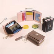 Resim Kadınlar İçin Şık Düz Renk Mini Üç Katlı Cüzdan - Manyetik Kapatma, Çoklu Kart Yuvaları, Kimlik Penceresi & Fermuarlı Bölmeler - Haki, Krem, Pembe, Siyah Renklerde Mevcut - Şık Günlük Temel, Kompakt Kart Düzenleyici | Minimalist Cüzdan | Pratik Tasarım 