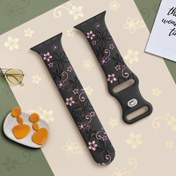 Resim İki Tonlu Çiçek Desenli Silikon Çiçek Baskılı Bant Sevimli Spor Kayışı IWatch Ultra/Serisi 9/8/7/6/5/4/3/2/SE, 38/40/41mm, 42/44/45/49mm 