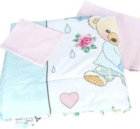 Resim Bebek El Yapımı Ayı Desenli Yorgan Çarşaf Ve Yastıklı Üçlü Set (Pembe) 