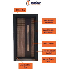 Resim Tezdoor Statik Kasalı Düz Model Daire Giriş Kapısı, Çelik Kapı Sağ Açılım 